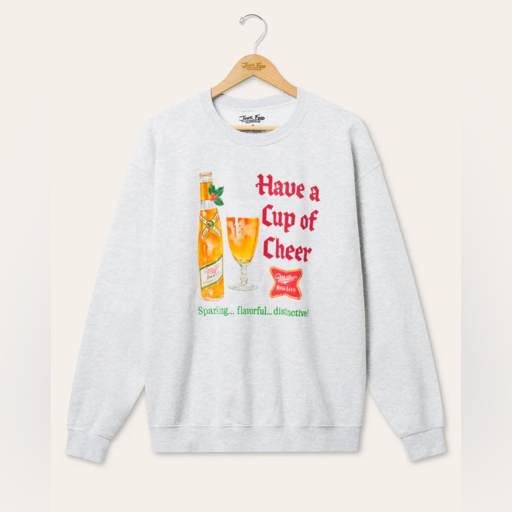 Junk Food Clothing Miller High Life Have a Cup of Cheer Fleece Unisex NEW NWT S